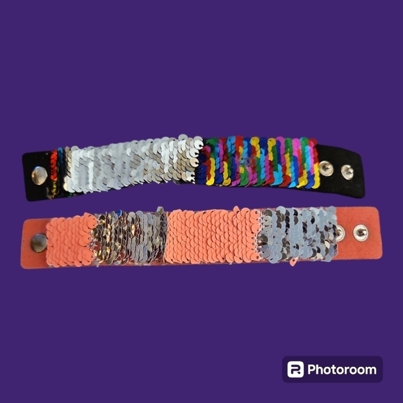 3/$30 Mermaid Reversible Sequin Disco Slap Bracelets - Picture 1 of 6
